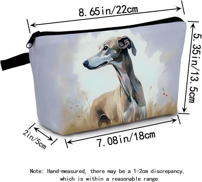 Hound Print Makeup Bag Watercolor Dog Cosmetic Pouch Birthday Holiday Gift for Women Dog Enthusiastsx