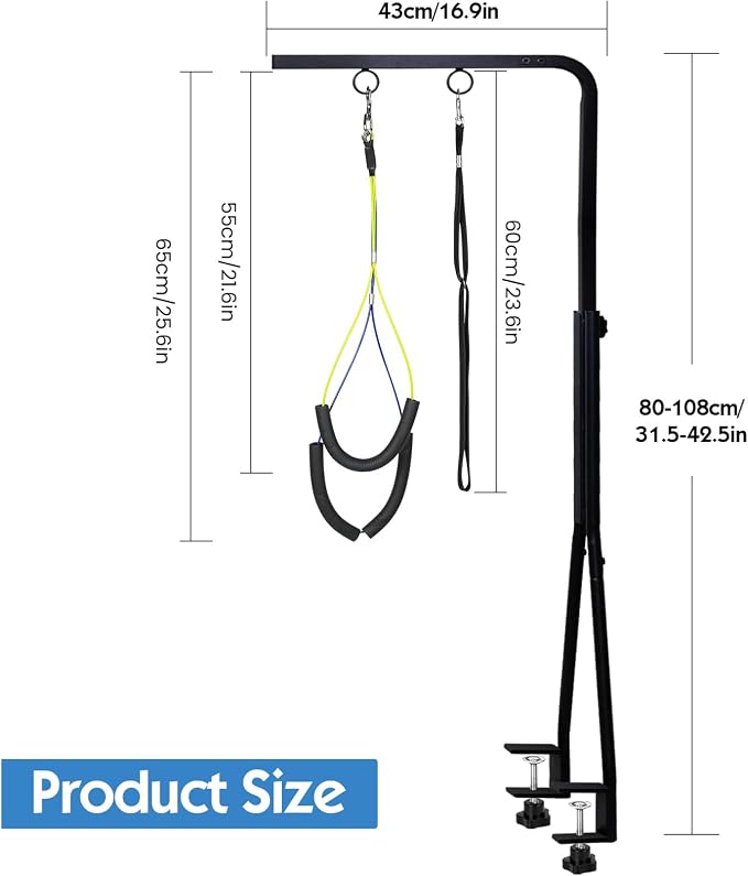 Adjustable Pet Grooming Arm with Clamp for Small & Medium Large Dogs,42.5" | Dog Grooming Arm,Grooming Loop & No Sit Haunch Holder Dog Grooming Station with Clamp for Home Use,Nail Trimming & Drying