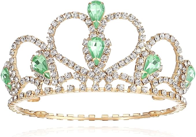 Lovelyshop Princess Pet Tiara Crown for Cats & Dogs, S, Gold Green