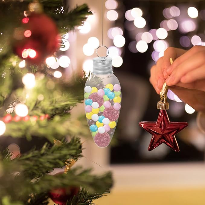 BESPORTBLE 20pcs 35ml Bulb Shaped Candy Bottles Pet Material Christmas Candy Containers Party Favor Storage for Holiday Decorations