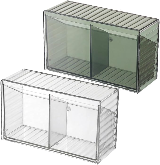 2pcs Wall Mounted Cotton Swab Storage Box with Lid Pet Large Organizer