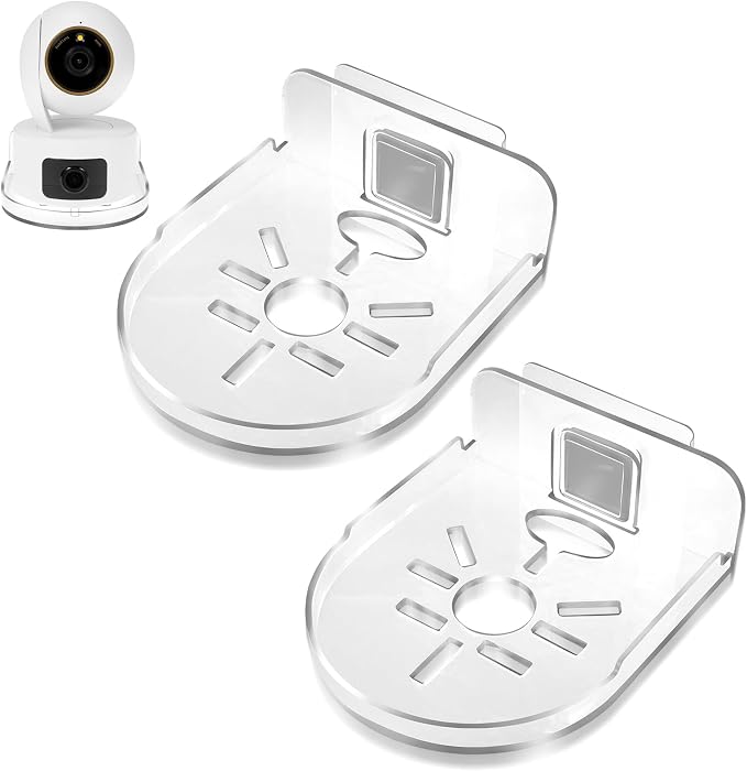 OOTSR 2 Pack Acrylic Wall Mount Bracket for Security Camera, Universal Adhesive Wall Shelves for Baby Monitors Speakers, No Drilling Mounting Tray Indoor, Clear