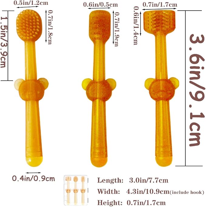 Small Dog & Cat Toothbrush Kit with Storage Box, 6 Pack 3.6in/ 92mm Pet Toothbrushes, 360° Silicone Mini Head Tongue Cleaning Brush, Soft Bristle for Deep Cleaning Dental Care, Tartar Plaque Removal