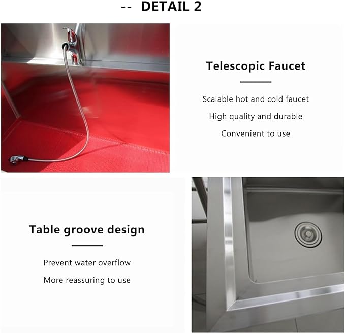Professional Pet Grooming Bathtub Station with Faucet and Shower Sink,Stainless Steel Dog Bathing Tub for Home Use,Suitable for Large,Medium,and Small Pets.100cm/39.4in-Depth40cm
