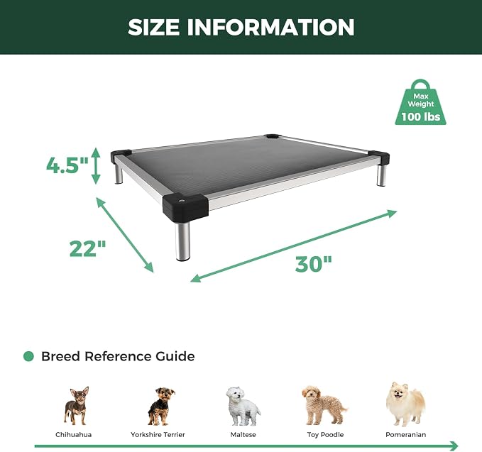 FXW TitanNest Padded Chew-Proof Elevated Dog Bed for Extra-Small Dogs | Easy to Clean, Pre-assembly Raised Cot, Indoor/Outdoor/Camping, 30 x 22 x 4.5in