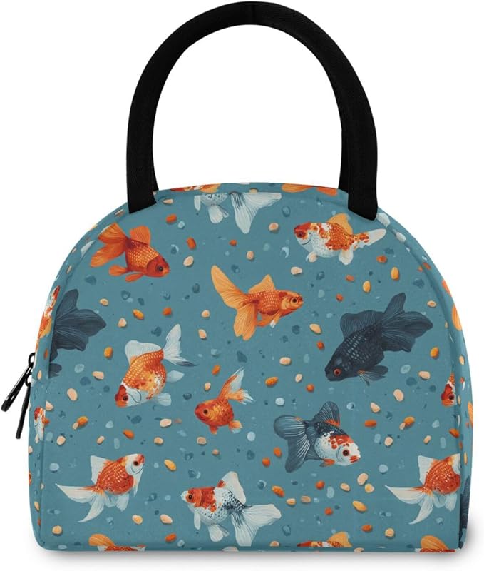 Lunch Bag Fish Food Pet Goldfishes Insulated Lunch Box Cooler Lunch Container Organizer Reusable Lunch Tote Bags for Work Travel Outdoor