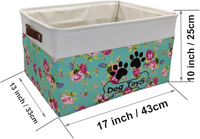 Large Dog Toy Basket Foldable Dog Toy Box Dog Toy Bin for Pet Chew Toys Accessory