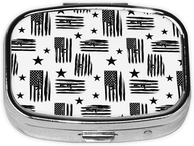 Outdoor Pill Box Rugged Medicine Case Waterproof Supplement Organizer Backpacking Gear, American Hunting Flag