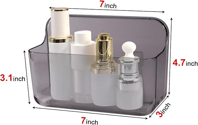 CGBE 2-Pack Cabinet Door Organizer, Self Adhesive Bathroom Shelves, Gray | Acrylic Shower Caddy, Wall Mounted Storage, No Drilling, Automatic Draining, For Cabinet Door and Shower Wall