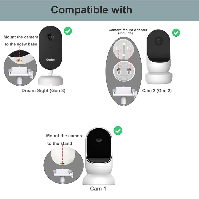 Baby Monitor Holder Mount for Owlet Cam Dream Sight (Gen 3)/Dream Duo (Gen 2)/Cam (Gen2)/ (Gen 1)
