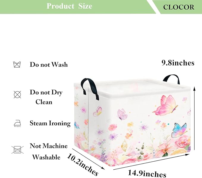 CLOCOR Rectangular Storage Bin,Waterproof Books Box,Gift Basket(Golden Butterfly)