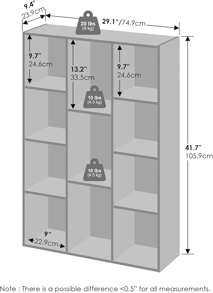 Furinno Reed Closet Organizers and Storage, 11-Cube Closet Organizer, Open Shelf Closet Storage, for Wardrobe, Bedroom, Living Room, White