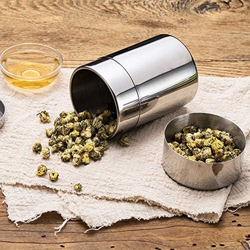 AUNMAS Tea Canister, Double Seal Stainless Steel Tea Tin with Lids Storage Jar for Loose Tea Coffee Candy and Spices, 304 Stainless Steel, S (400ml) / L (550ml)