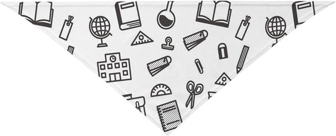 Teacher's Pet Dog Bandana,Funny Bandana Gift,Photo Prop Accessories for Dog Lovers Owner Gift,Triangle Reversible Fall Scarf, Adjustable (Back to School Season-Black and White)