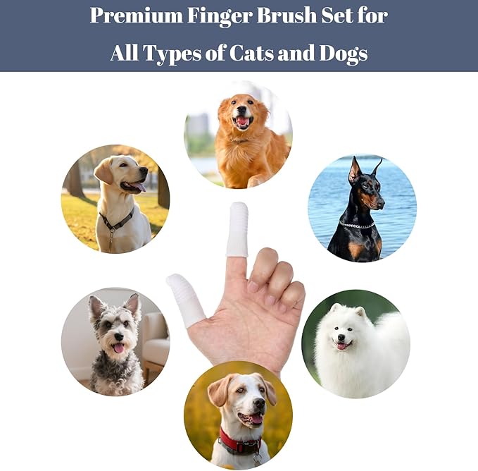 20 Pcs Dog Finger Toothbrush, Soft Fabric Dog Tooth Brush Cat Pet Tooth Brushing Kit Washable Comfortable Finger Brush for Dogs Teeth Cleaning Dental Care