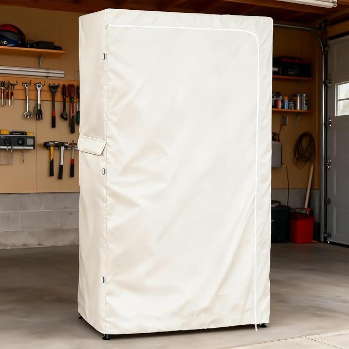 Rileytee Wire Shelf Cover,Heavy Duty 600D Dustproof Waterproof Shelf Covers for Wire Shelving,Outdoor Storage Rack Cover for Wire Rack with Zipper,White,48"W x 18"D x 82"H