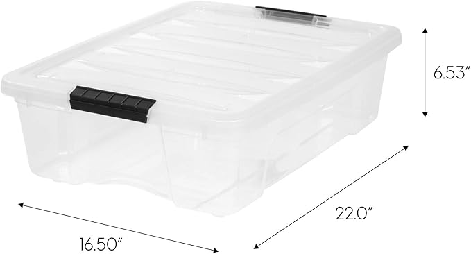 IRIS USA 2-Pack 27 Quart Storage Bins with Lids, Clear | Transparent design makes contents easy to find, Ideal for linens, décor, closet storage, and supplies, Saves space