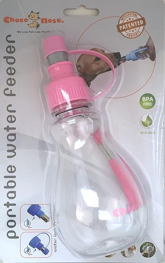 Choco Nose No-Drip Portable Travel Water Bottle for Small Dogs & Cats - Lockable Leak-Proof Design Prevents Spills in Bags & Cars, Outdoor Feeder for Puppies & Toy Breeds, 8 fl oz Blue (C258)