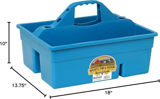 Little Giant® Plastic DuraTote | Horse Grooming DuraTote | Durable Tote Box Organizer with Easy Grip Handle | Extra Thick Sidewalls | Teal