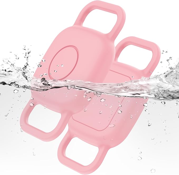 DDJ Waterproof Dog Collar Holder for Life360 Tile Mate Tracker, 2-Pack Durable Silicone Cover, Anti Lost for Life 360 Tile Tracker Case for Cat & Pet Collars, Easy Installation, Lightweight, Pink