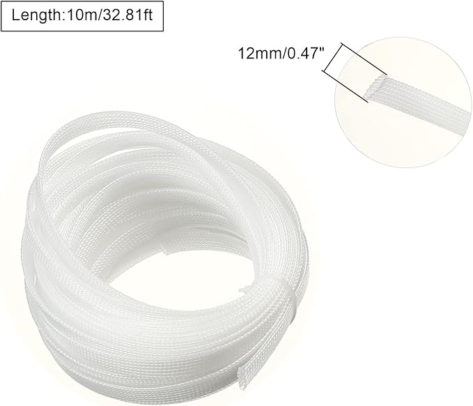 Othmro 32.8ft Length Expandable PET Flexible Braided Cable Sleeves 0.47in Width Wire Loom Sleeving and Organizers Flexible Wire Mesh Sleeves for TV Audio PC Computer Cords from Pet Chewing Transparent