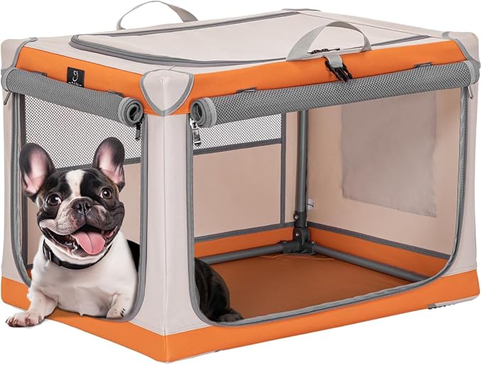 A 4 Pet 26-in Collapsible Soft Dog Crate, Small Dogs, Travel | patented screw frame, Lockable zippers, waterproof base, washable cover, outdoor/indoor/car
