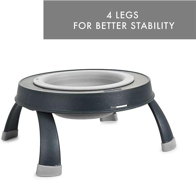 Dexas Pets Elevated Pet Feeder, Small, 1.5 Cup Capacity, Light Gray, Raised Pet Food and Water Bowl