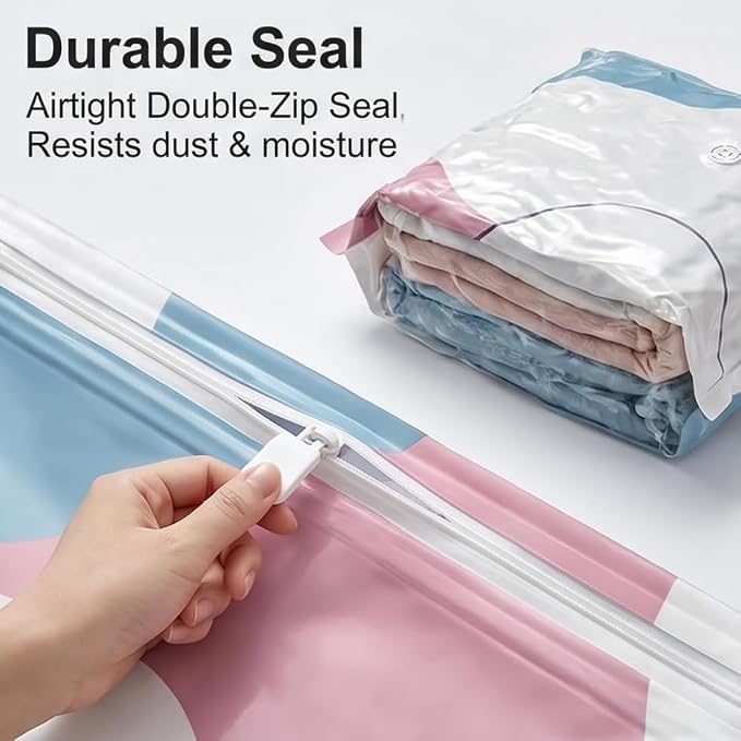No Pump 3D Vacuum Storage Bag, 2026 Upgrade Large-Capacity Vacuum Bags, 3-Sec Fast Compression, Triple Your Closet Space, Seasonal Storage Made Effortless (4 Pcs, S+L)