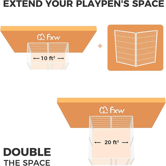 FXW Homeplus Indoor Dog Playpen, 45" H, 2 Panels, for Large Dogs | Stress-free play, Heavy-duty, Semi-open design, Easy setup, Threshold-free gate, Expandable, Patented