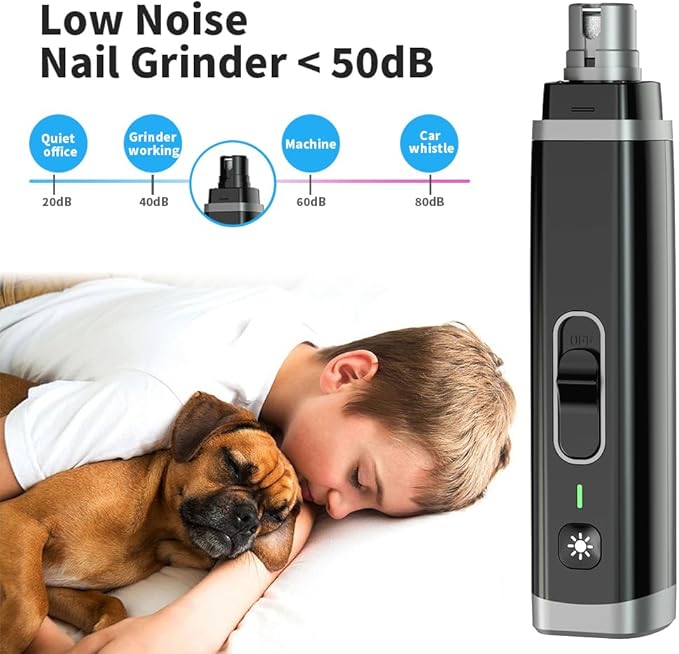 Pet Nail Grinder for Dogs & Cats, 2-Speed Electric Pet Nail Trimmer with LED Light, Painless Paws Grooming & Smoothing for Small Medium Large Dogs & Cats, Black