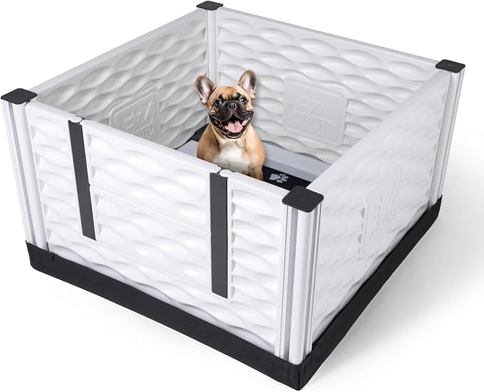 EZclassic Dog Whelping Box - Washable Pee Pad, Small 28"x28"x18" | Padded whelping box for puppy supplies and newborn care, includes protective rails and black pad for easy cleaning