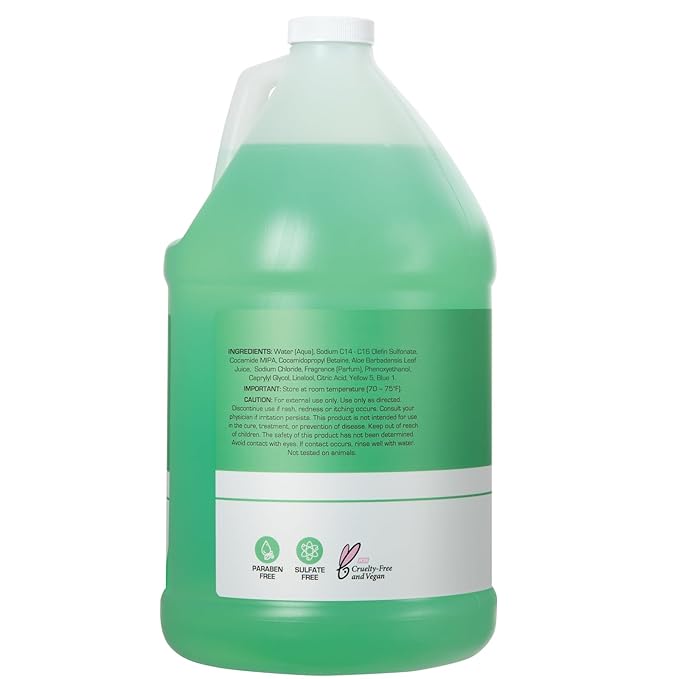 Ginger Lily Farms Club & Fitness Moisturizing Shampoo for All Hair Types, 100% Vegan & Cruelty-Free, Aloe Vera Scent, 1 Gallon Refill (Pack of 4)