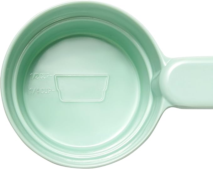 Joyinjojo Dog Cat Food Scoop - Pet Food Scoop Dog Food Measuring Cup 1/2 1/4 Cup, Comfortable Long Handle for Easy to Scoop Food, Mint Green 1/2 Cup