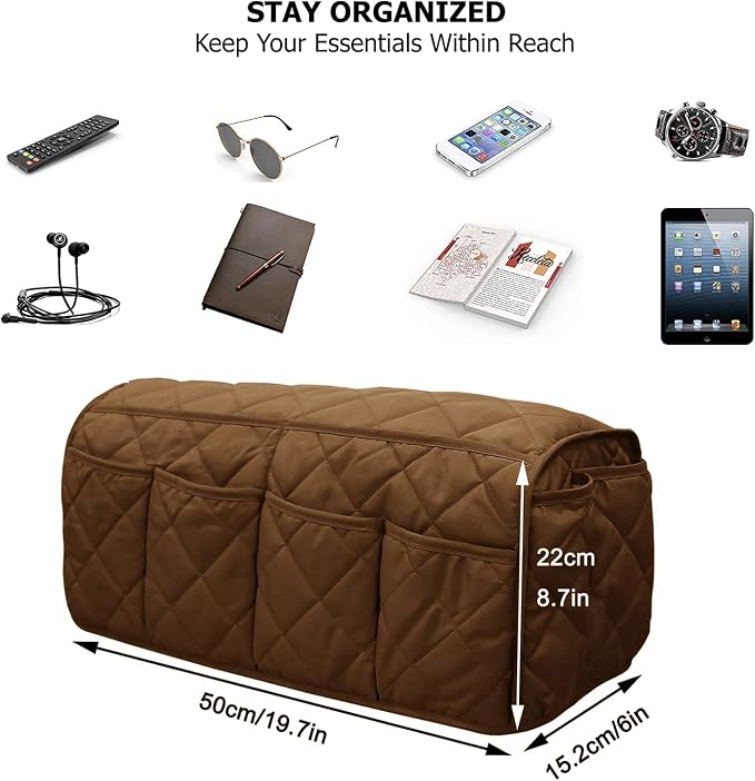 Armchair Caddy,Non Slip Sofa Armrest Organizer, Couch Armrest Remote Control Holder,Waterproof Recliner Arm Caddy with 14 Pockets for Cell Phone TV Remote Control