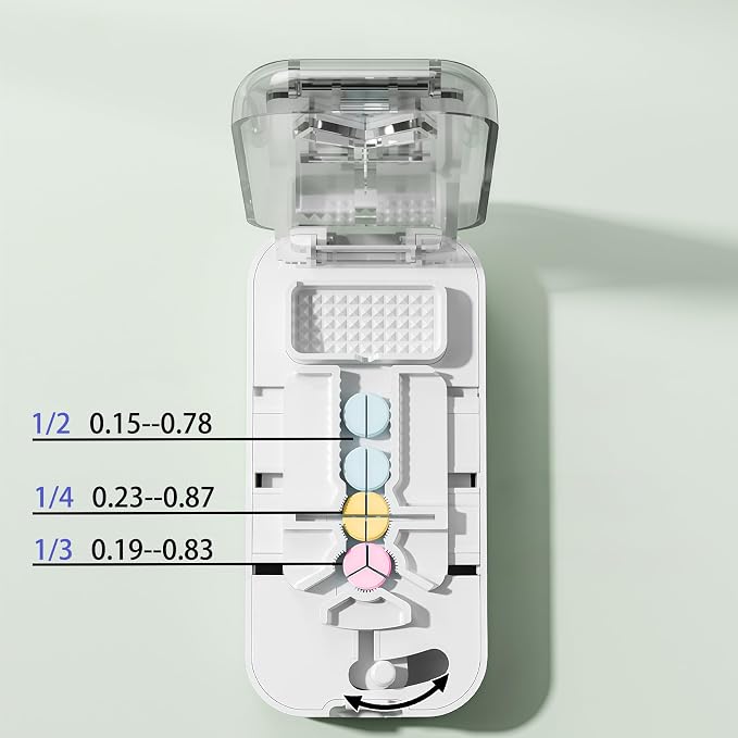 Pill Cutter, Pill Splitter for Small Pills, Cuts 1/2, 1/3, 1/4 Pills