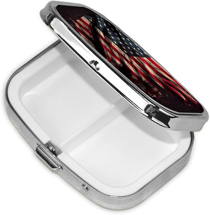 Travel Pill Organizer Portable Pill Case 2 Compartments American Flag Art Small Pill Box Mini Daily Medicine Organizer Box
