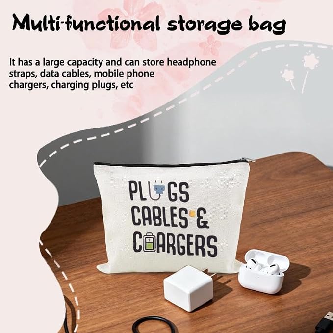 Travel Charger Organizer Bag for Cords and Cables Plug Charging Bag Earphone Storage Pouch Small Electronic Makeup Bags Wire Charge Holder Pouch with Zipper Usb Pouches for Travel Gifts for Men Women