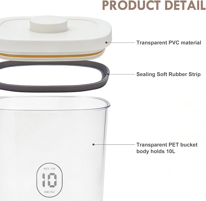 LEAWALK 10Lbs/10.57Qt Airtight Dog Cat Food Storage Container and Dog Treat Containers BPA-Free, PET Clear Stackable Pet Storage Bin, Pop Top, 1-Cup Scoop for Pet Food/Rice/Flour/Bread/Grains