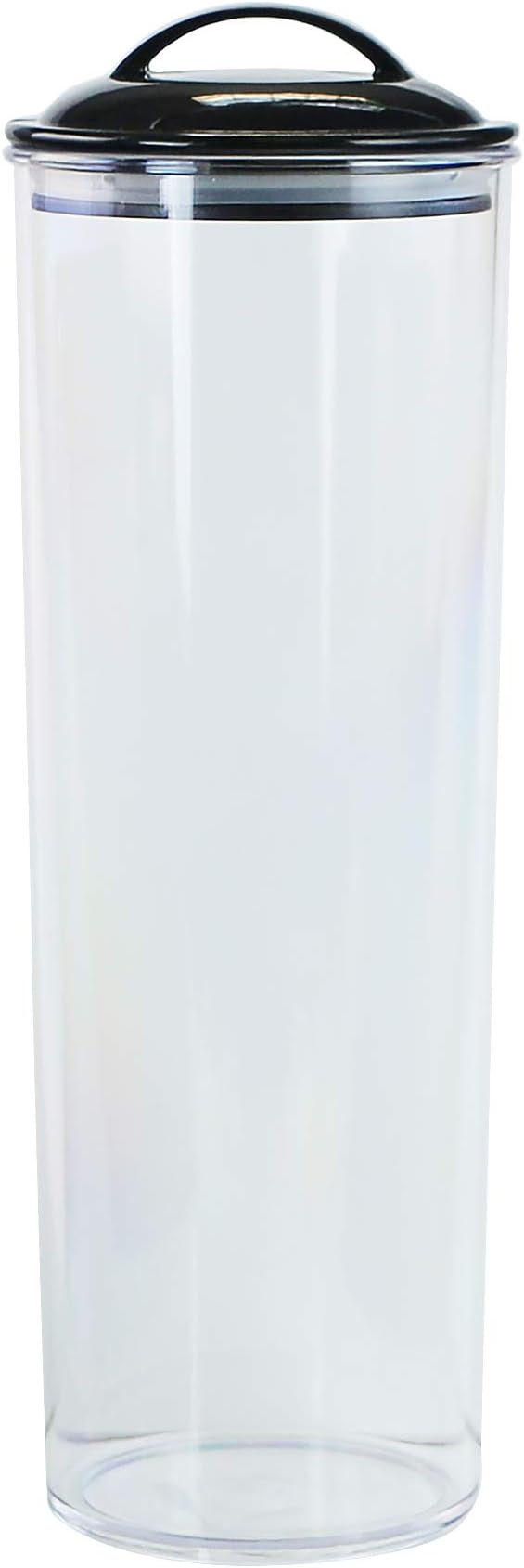 Reston Lloyd Tall Clear Spaghetti Pasta Storage Canister Container with Airtight Lid BPA Free for Kitchen Pantry Organization, Black