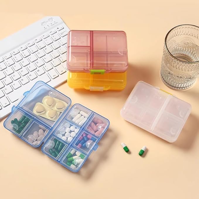 Weekly Pill Organizer, Waterproof 7 Day Large Daily Pill Reminder | Cute Vitamin Case Compact Medicine Container Box, Portable Travel Pill Holder Supplement Medication Calcium Tablet Dispenser