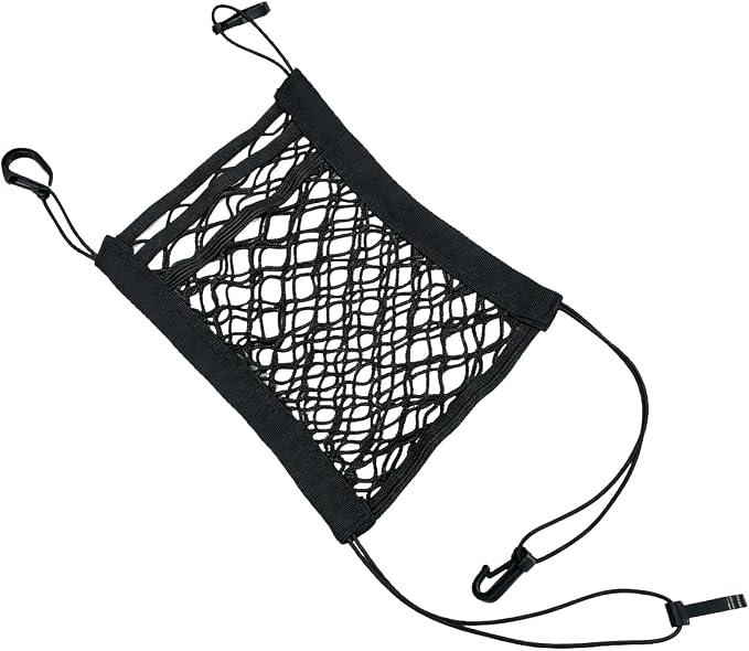 Dog Car Net Barrier, Pet Safety Divider with Mesh Organizer for Kids, Elastic Seat Back Storage Pouch, Universal Fit Vehicle Cargo Netting for Cars SUVs, 2-Layer Stretchable Barrier