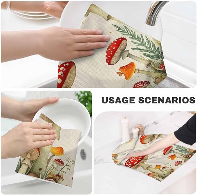 Mushroom Moon 2Pcs Kitchen Towels Butterfly Leaf 16X24 Inch Ultra Soft Tea Towel Super Absorbent Terry Dish Towels for Kitchen Linens