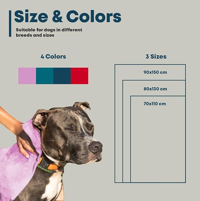 Extra Large Dog Towel Soft Absorbent Bath Pet Towels for Drying Dogs, Elastic Terry Microfiber Soft Towel, Machine Washable, Quick Dry, Multipurpose (L, XL, 2XL) (Red, L)