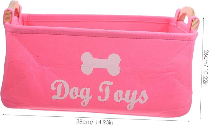 Felt Storage Organizer Basket with Handles for Clothing and Pet Plaything | Desktop Organizing, Countertop Use, Space Saving, Multi-Purpose Design, Fresh Elegant Style, Red Color