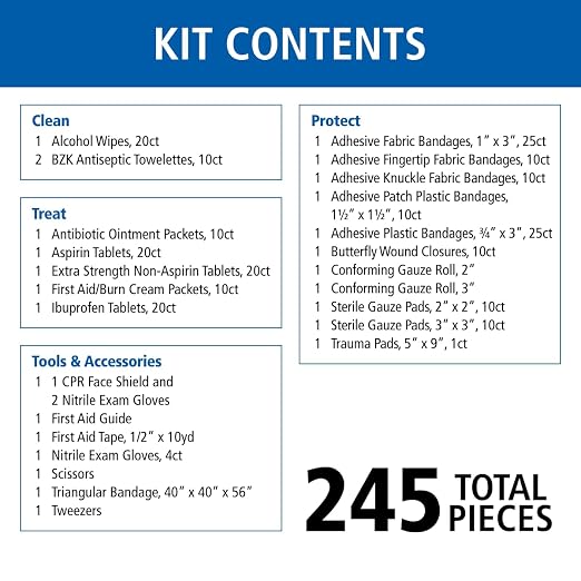 First Aid Only SmartCompliance 50-Person OSHA Compliant First Aid Kit for Business and Office Spaces - Large Plastic Cabinet - Emergency Supplies for Cuts, Bruises, and Scrapes - 245 Pieces