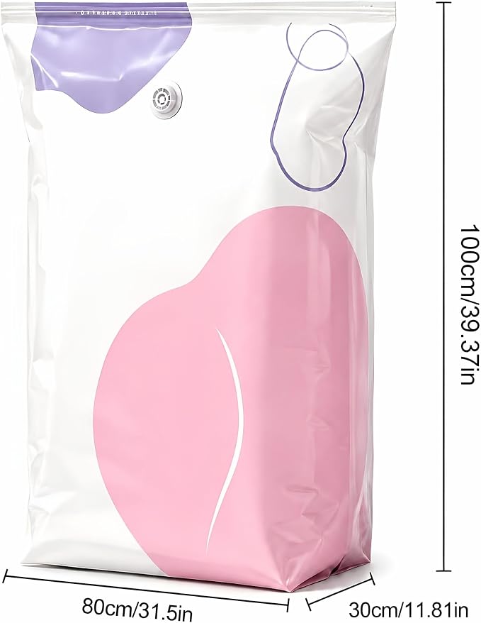 Pump storage bags 3 Pcs Large Cube Compression Space Saver Bags | upright PET+PE compression bags for clothes comforters and blankets; reinforced base double zip seal reusable