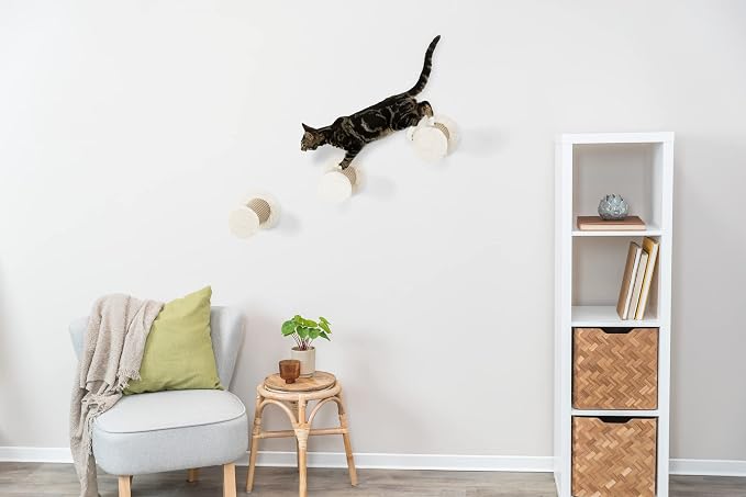 Trixie Wall Mount XXL Cat Climbing Steps, Cat Furniture, Scratching Post, 3pcs, Brown