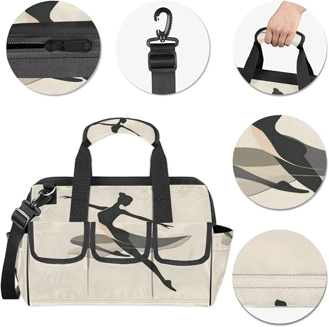 Ballerina Heavy Duty Tool Bag 14.8 Inch Dance Ballet Portable Soft Tool Box Organizer Storage with Adjustable Shoulder Strap