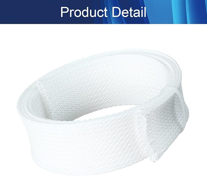 Jutagoss PET Expandable Braided Cable Sleeve, 3.28ft - 1 inch White Cable Management Sleeve, Wire Loom Tube Cord Protector for USB Cable, Power Cord, Audio Video and More, 1Pc