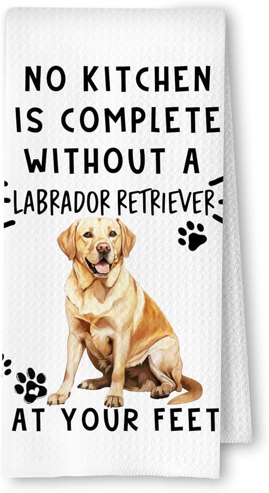 Labrador Retriever Funny Dog Kitchen Towels - Labrador Retriever Waffle Weave Hand Towels for Women,A Kitchen is Not Complete Without A Labrador RetrieverDish Towel for Bathroom,16×24 Inch
